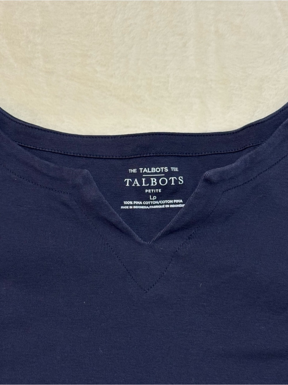 Talbots Navy Short Sleeve V-Notch Crew Tee - Picture 2 of 6